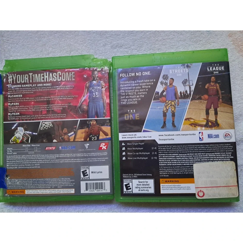 Xbox One NBA 2K15‎ and NBA 2K17 Basketball Game Bundle Discs Only Case Wear